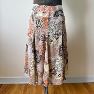 Y2K Lightweight Flowy MIDI Boho Floral Skirt